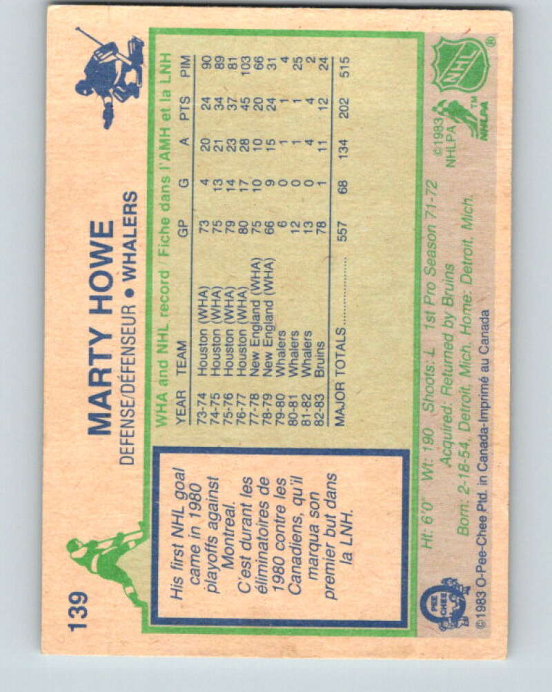 1983-84 O-Pee-Chee #139 Marty Howe  Hartford Whalers  V27176