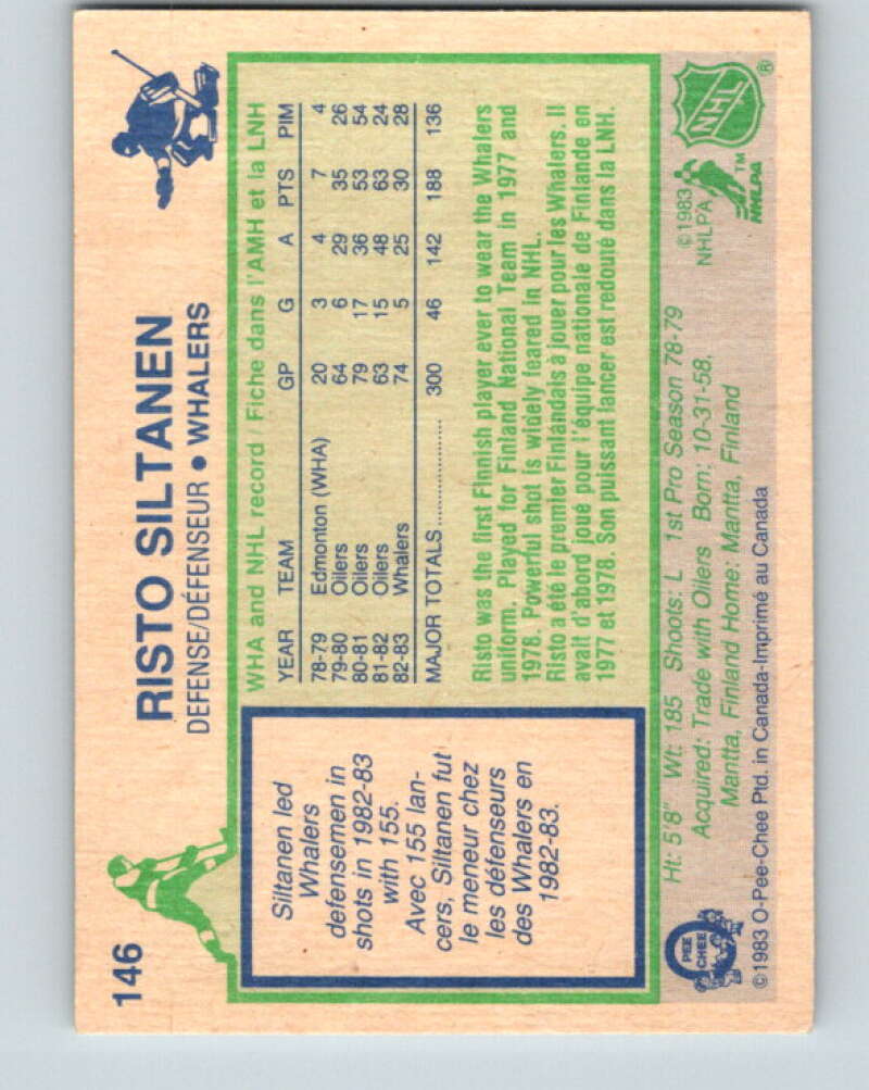 1983-84 O-Pee-Chee #146 Risto Siltanen  Hartford Whalers  V27203