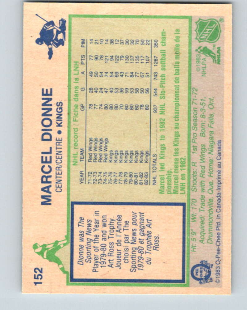 1983-84 O-Pee-Chee #152 Marcel Dionne  Los Angeles Kings  V27226