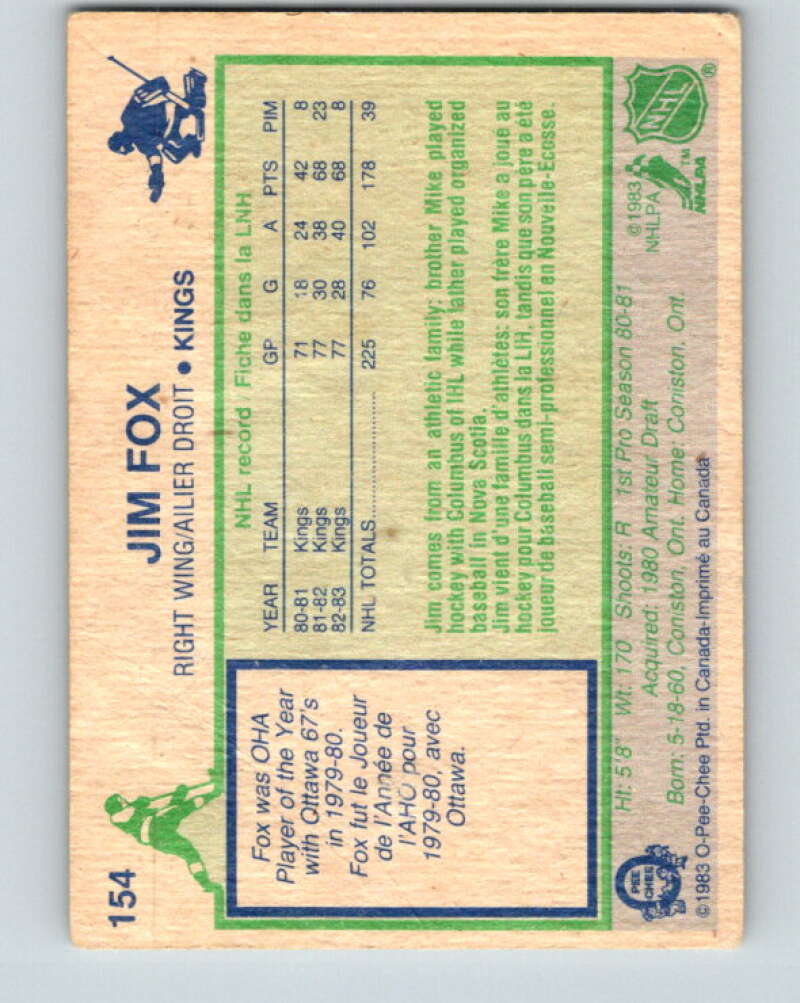 1983-84 O-Pee-Chee #154 Jim Fox  Los Angeles Kings  V27232
