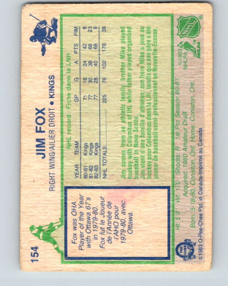 1983-84 O-Pee-Chee #154 Jim Fox  Los Angeles Kings  V27233
