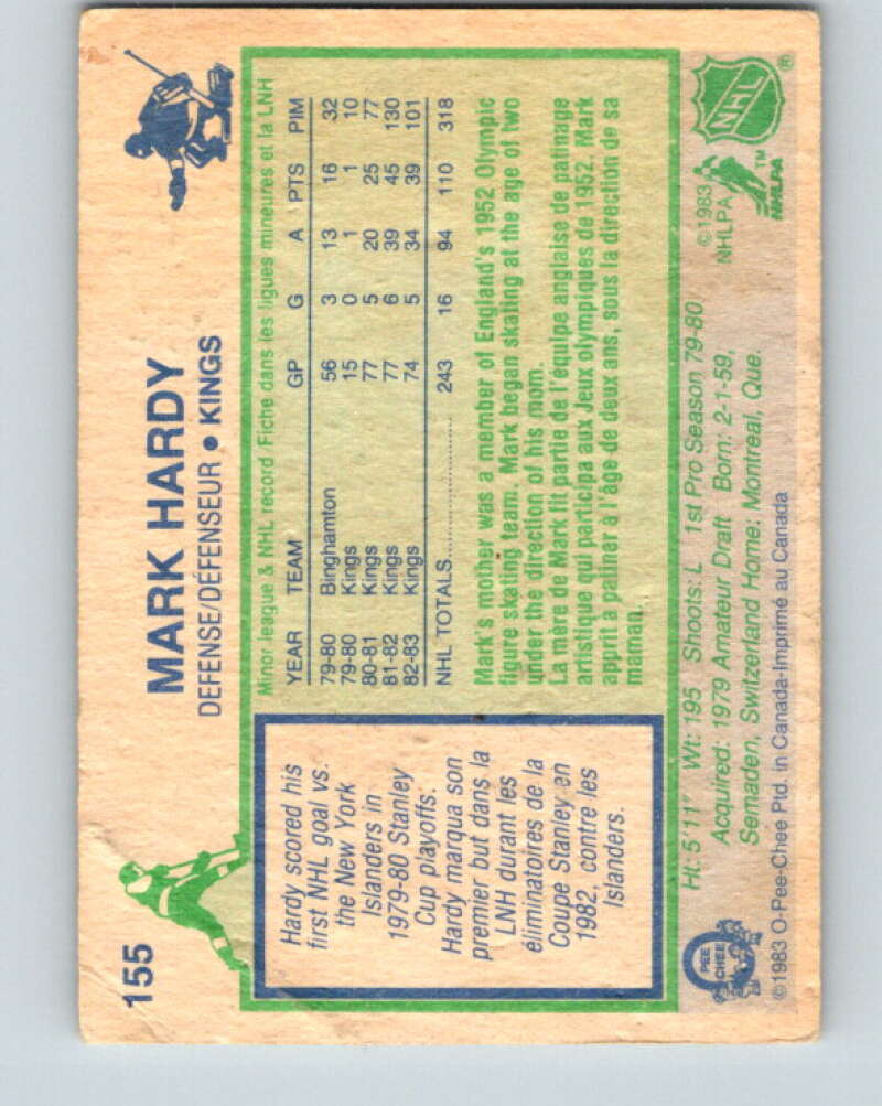 1983-84 O-Pee-Chee #155 Mark Hardy  Los Angeles Kings  V27238