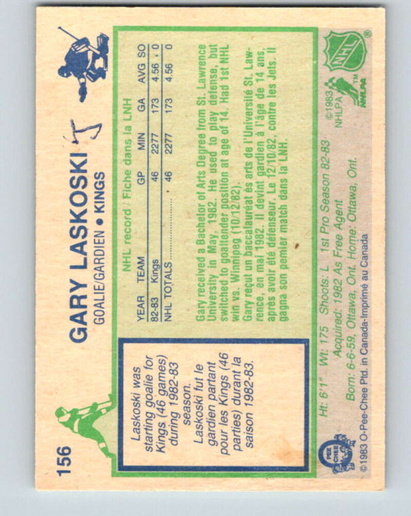 1983-84 O-Pee-Chee #156 Gary Laskoski  RC Rookie Kings  V27246