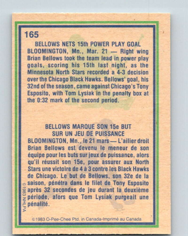 1983-84 O-Pee-Chee #165 Brian Bellows HL  Minnesota North Stars  V25945