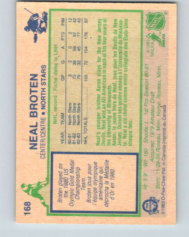 1983-84 O-Pee-Chee #168 Neal Broten  Minnesota North Stars  V27257