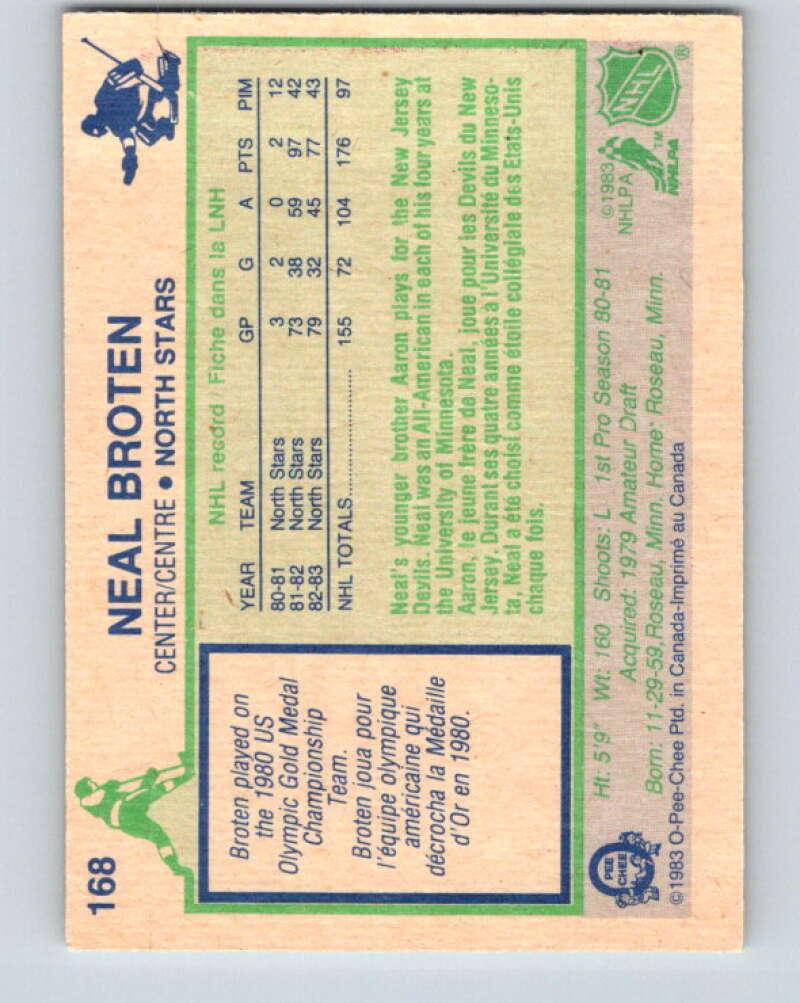 1983-84 O-Pee-Chee #168 Neal Broten  Minnesota North Stars  V27259