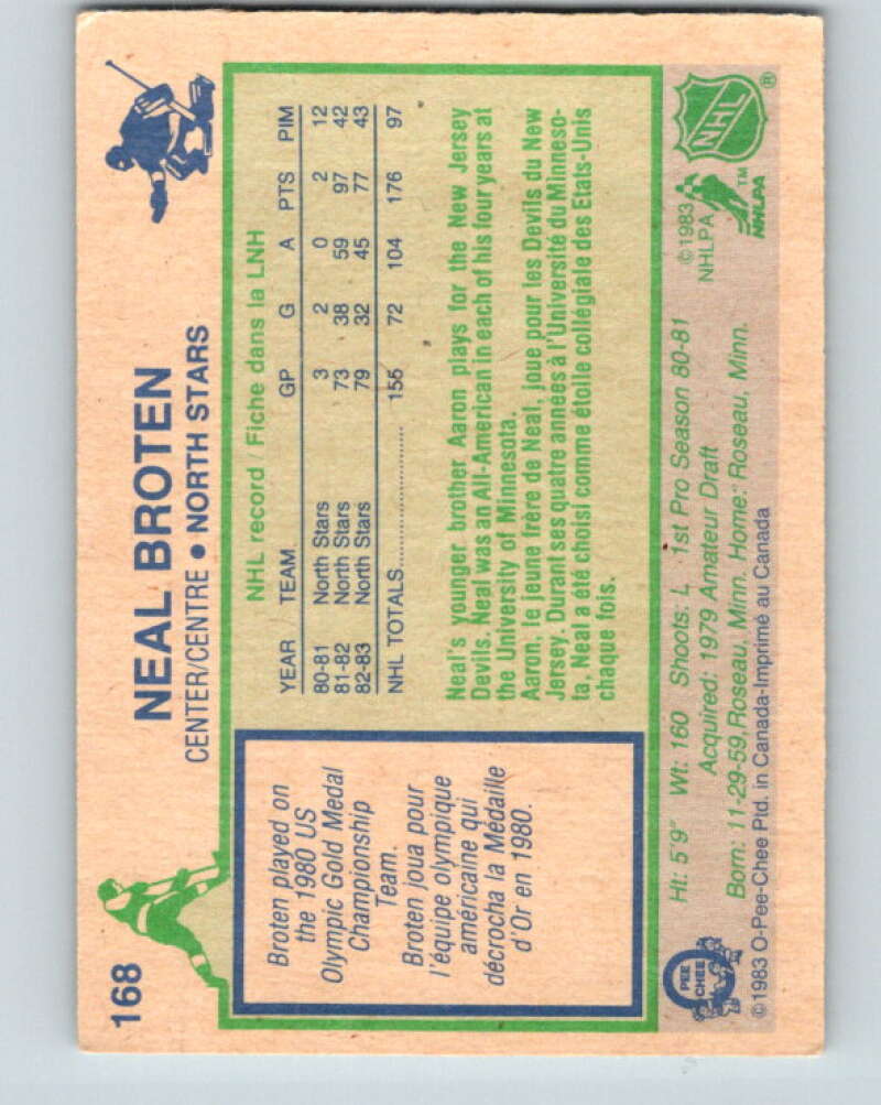 1983-84 O-Pee-Chee #168 Neal Broten  Minnesota North Stars  V27260