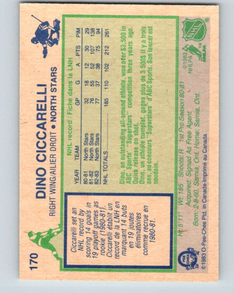 1983-84 O-Pee-Chee #170 Dino Ciccarelli  Minnesota North Stars  V27265