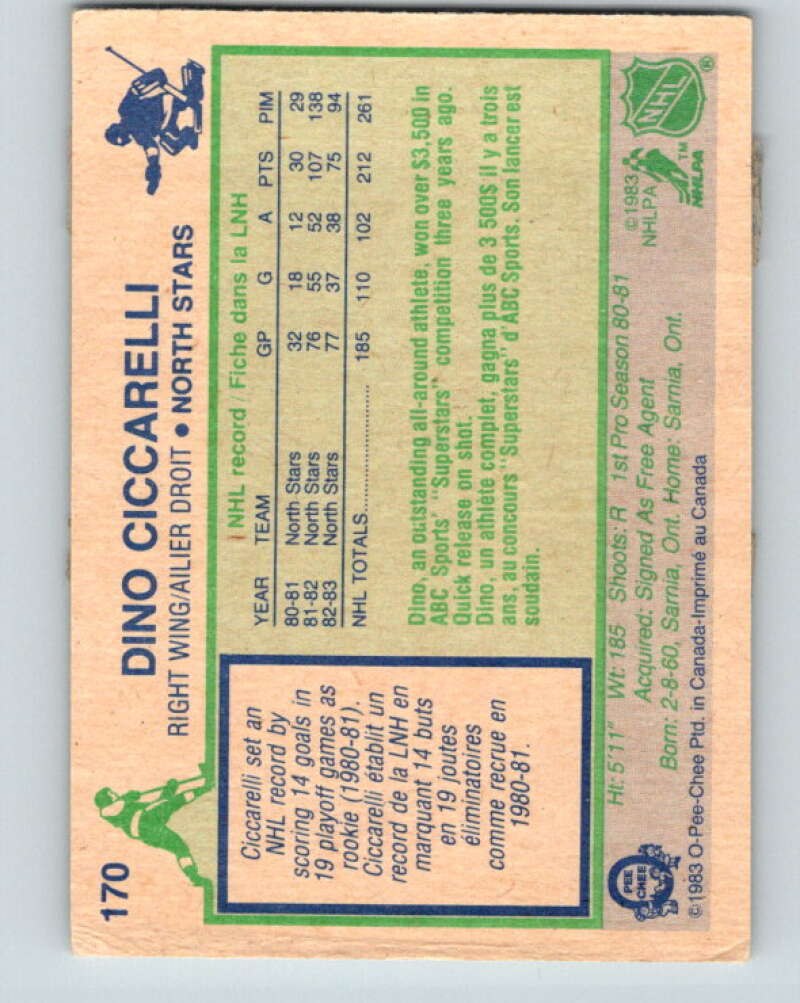 1983-84 O-Pee-Chee #170 Dino Ciccarelli  Minnesota North Stars  V27266