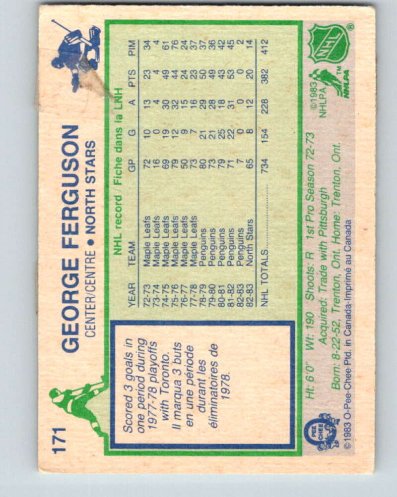 1983-84 O-Pee-Chee #171 George Ferguson  Minnesota North Stars  V27269