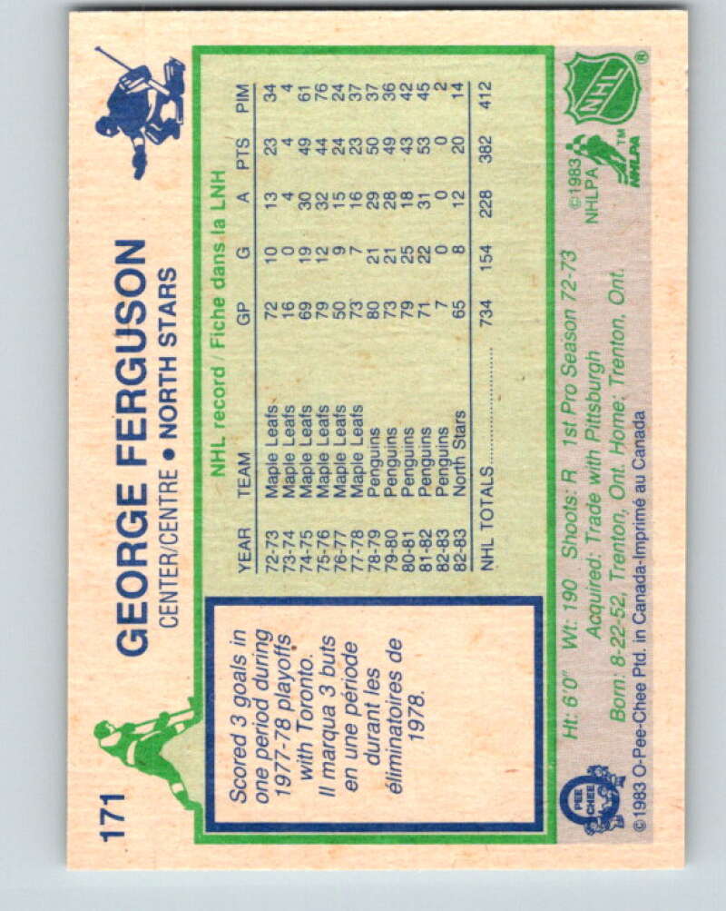 1983-84 O-Pee-Chee #171 George Ferguson  Minnesota North Stars  V27274