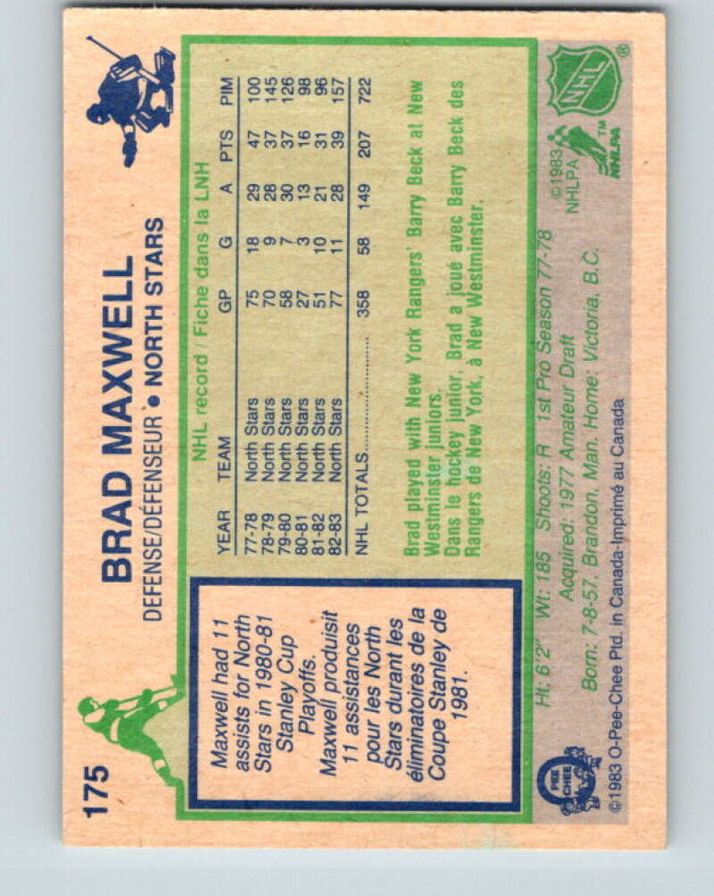 1983-84 O-Pee-Chee #175 Brad Maxwell  Minnesota North Stars  V27292