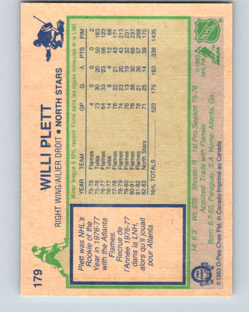 1983-84 O-Pee-Chee #179 Willi Plett  Minnesota North Stars  V27306