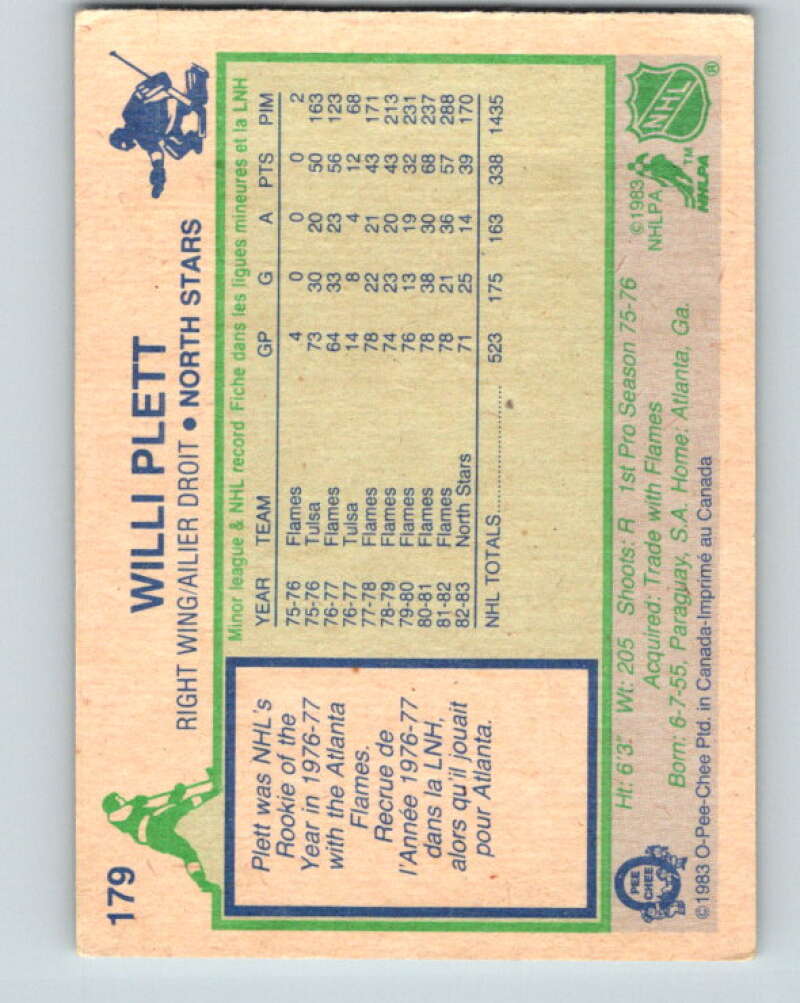 1983-84 O-Pee-Chee #179 Willi Plett  Minnesota North Stars  V27307