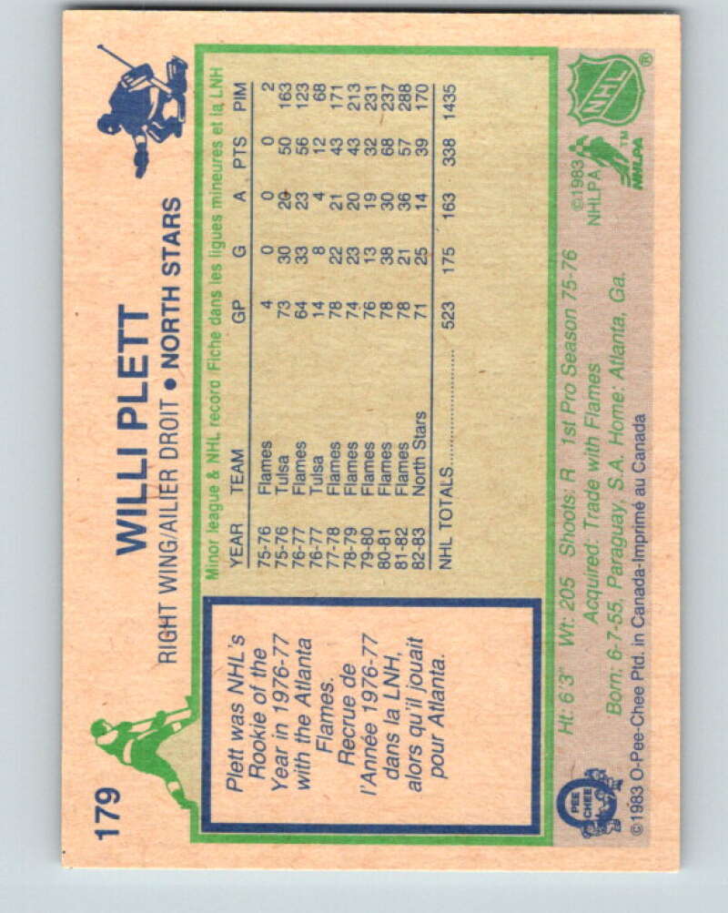 1983-84 O-Pee-Chee #179 Willi Plett  Minnesota North Stars  V27313