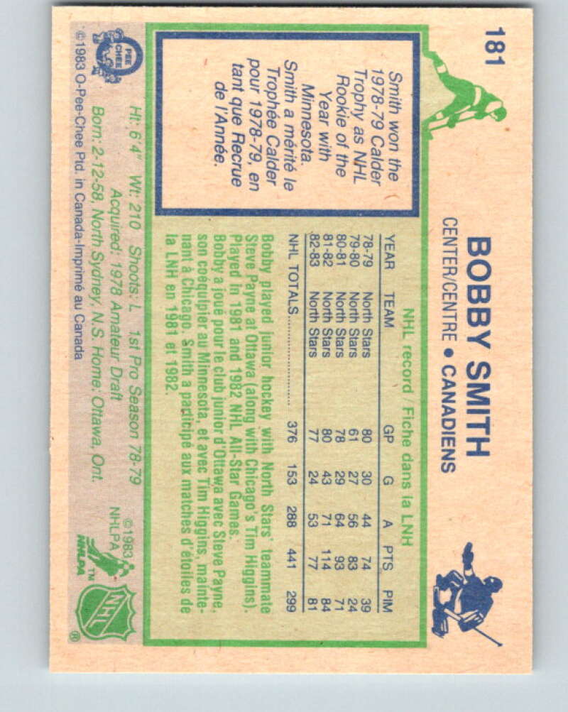 1983-84 O-Pee-Chee #181 Bobby Smith  Montreal Canadiens  V27323
