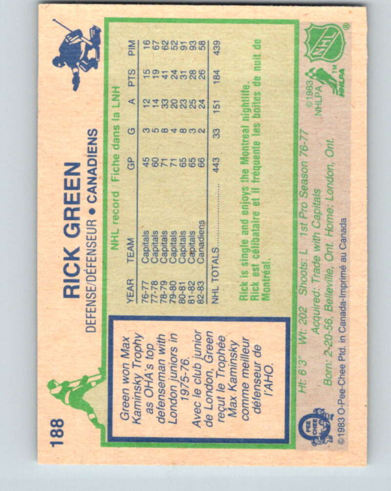 1983-84 O-Pee-Chee #188 Rick Green  Montreal Canadiens  V27342