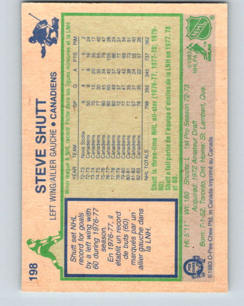 1983-84 O-Pee-Chee #198 Steve Shutt  Montreal Canadiens  V27378