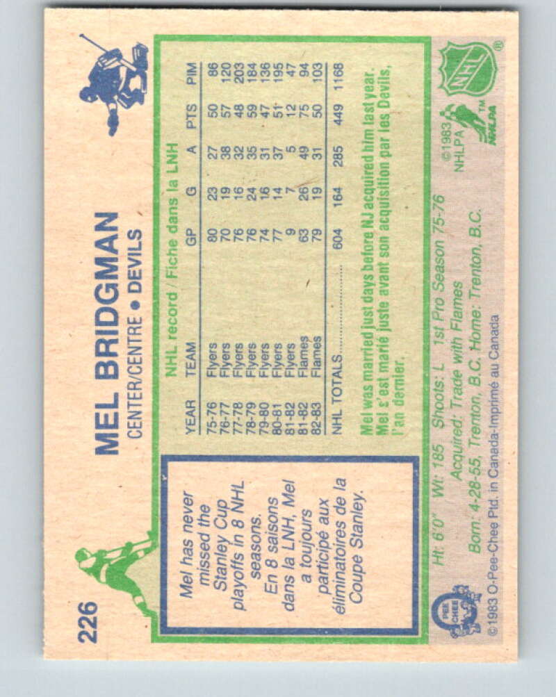 1983-84 O-Pee-Chee #226 Mel Bridgman  New Jersey Devils  V27444