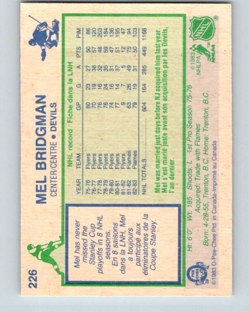 1983-84 O-Pee-Chee #226 Mel Bridgman  New Jersey Devils  V27446