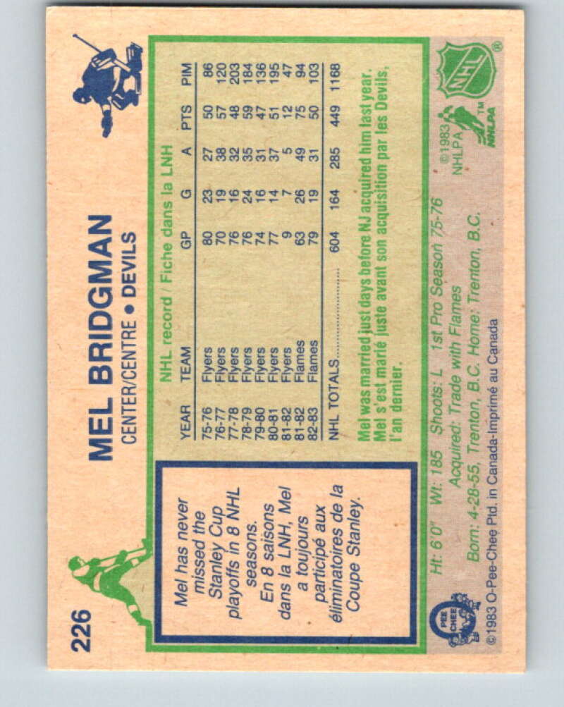 1983-84 O-Pee-Chee #226 Mel Bridgman  New Jersey Devils  V27448