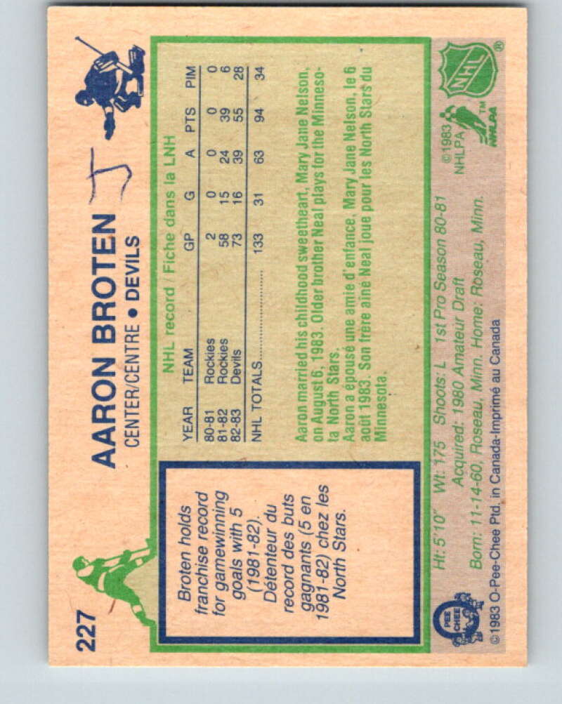 1983-84 O-Pee-Chee #227 Aaron Broten  New Jersey Devils  V27454