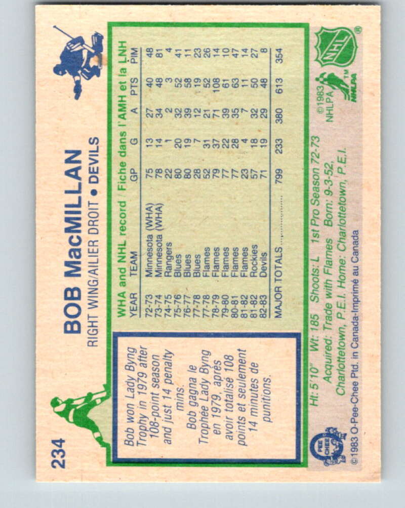 1983-84 O-Pee-Chee #234 Bob MacMillan  New Jersey Devils  V27482
