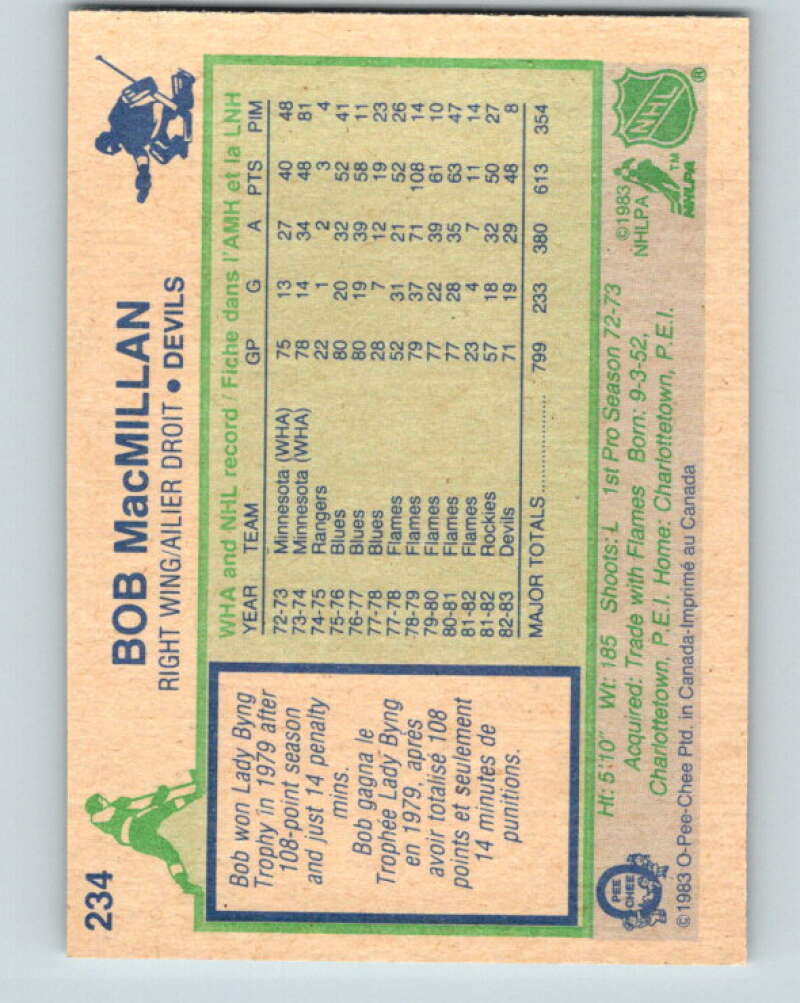 1983-84 O-Pee-Chee #234 Bob MacMillan  New Jersey Devils  V27484