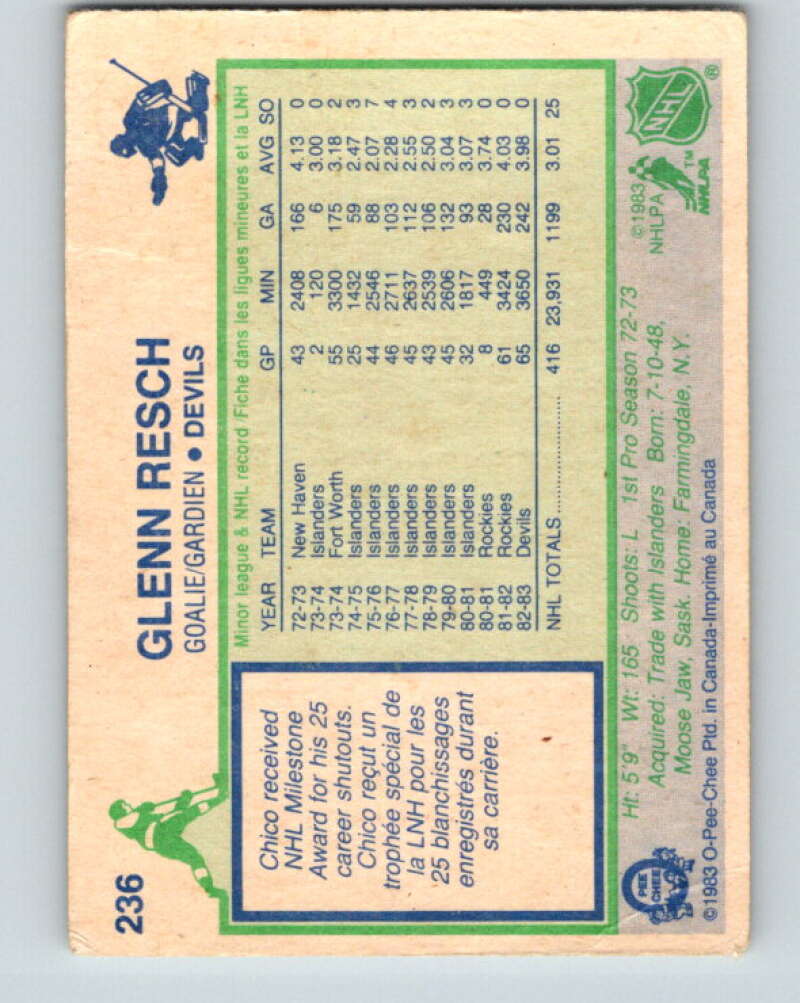 1983-84 O-Pee-Chee #236 Glenn Resch  New Jersey Devils  V27496