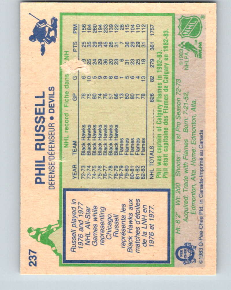 1983-84 O-Pee-Chee #237 Phil Russell  New Jersey Devils  V27500