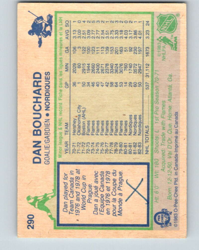 1983-84 O-Pee-Chee #290 Dan Bouchard  Quebec Nordiques  V27684