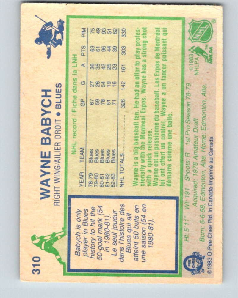 1983-84 O-Pee-Chee #310 Wayne Babych  St. Louis Blues  V27757