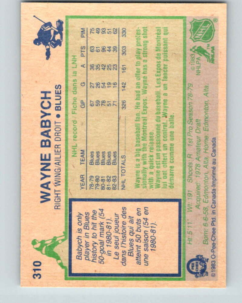 1983-84 O-Pee-Chee #310 Wayne Babych  St. Louis Blues  V27759
