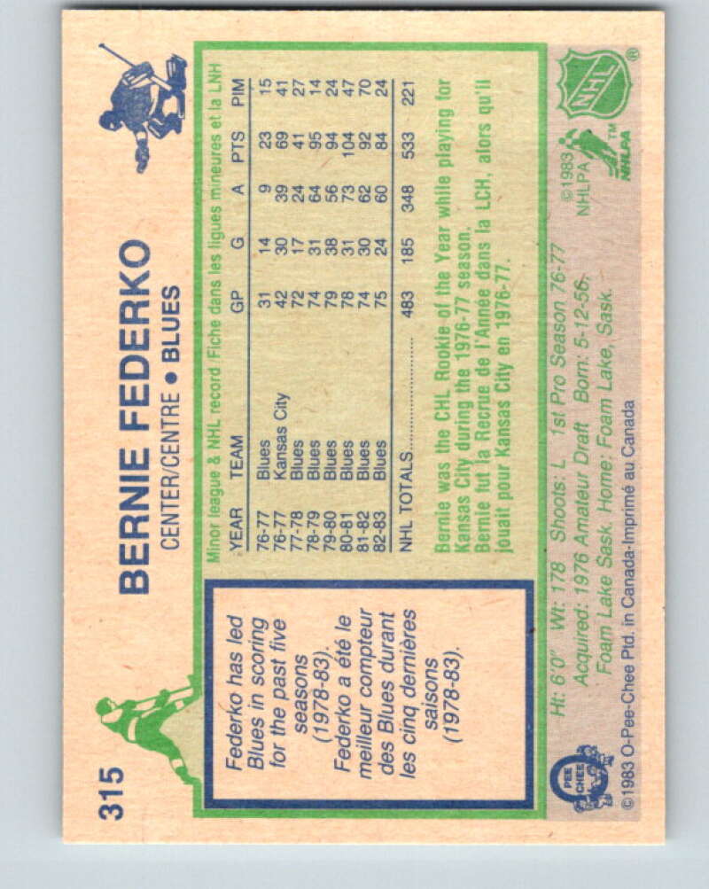1983-84 O-Pee-Chee #315 Bernie Federko  St. Louis Blues  V27781