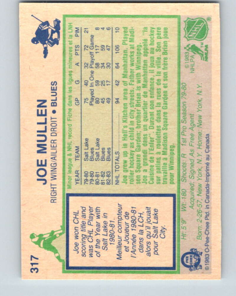 1983-84 O-Pee-Chee #317 Joe Mullen  St. Louis Blues  V27785