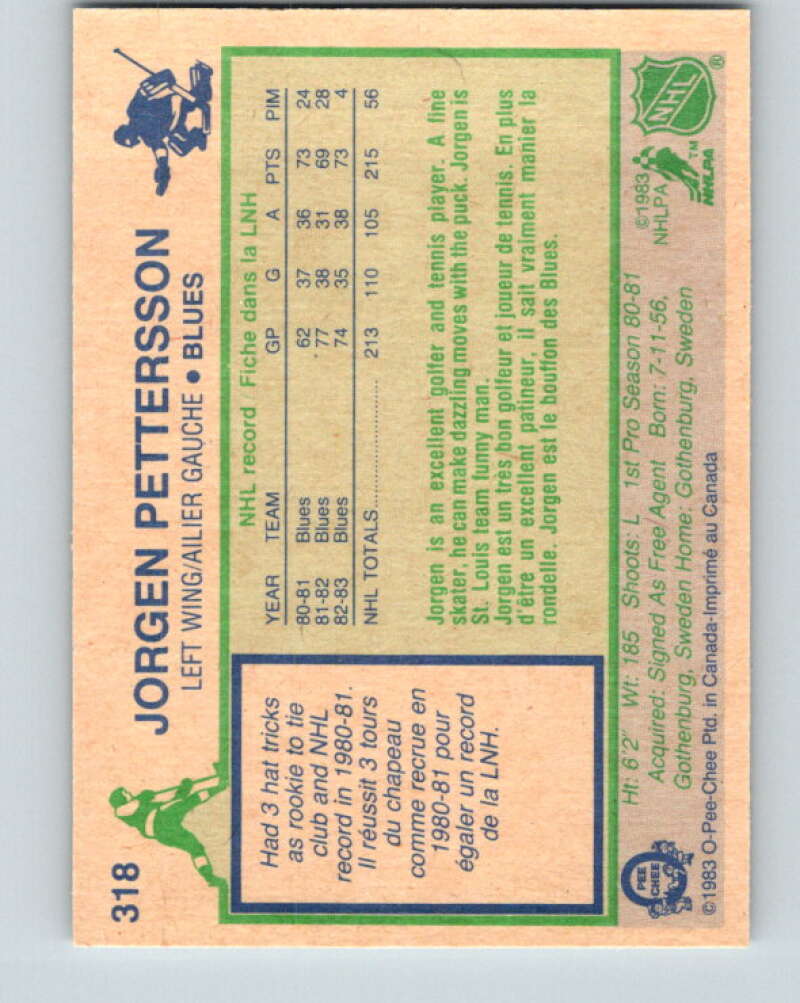 1983-84 O-Pee-Chee #318 Jorgen Pettersson  St. Louis Blues  V27790