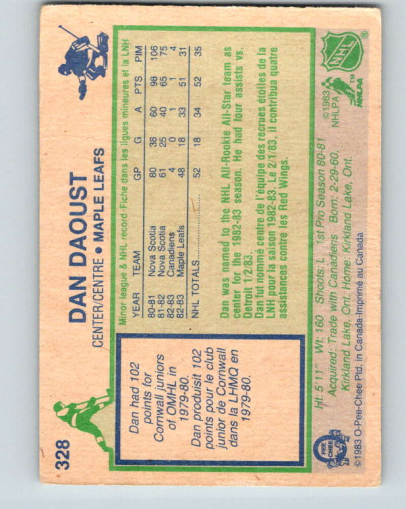 1983-84 O-Pee-Chee #328 Dan Daoust  RC Rookie Maple Leafs  V27819