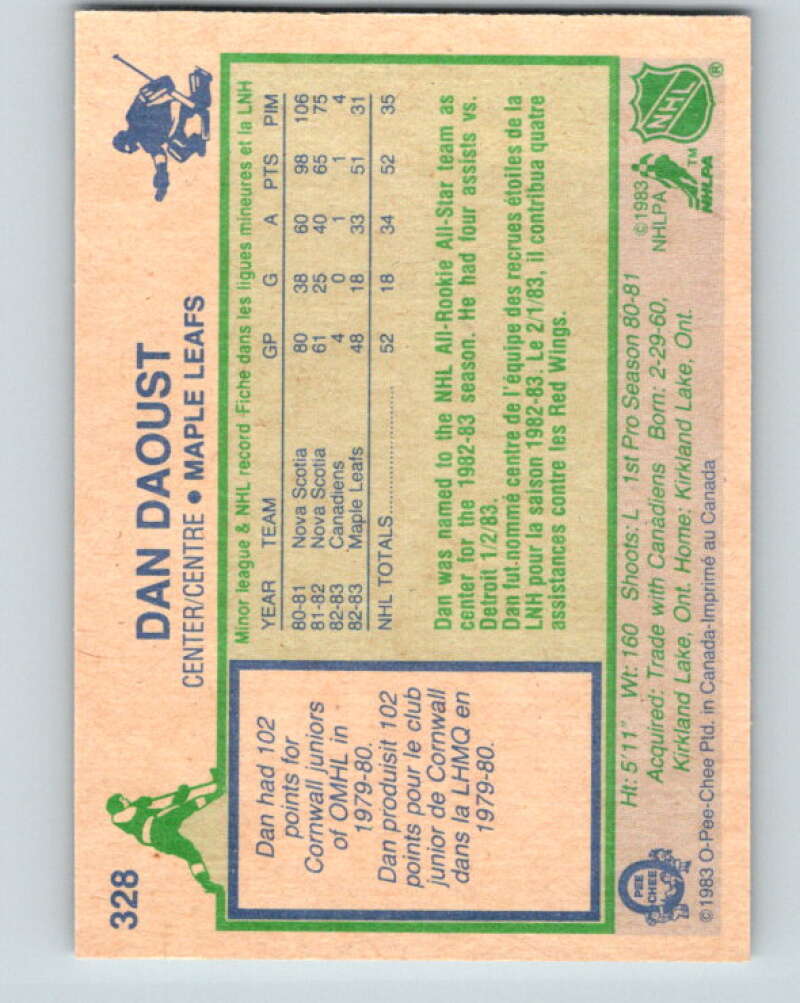 1983-84 O-Pee-Chee #328 Dan Daoust  RC Rookie Maple Leafs  V27821