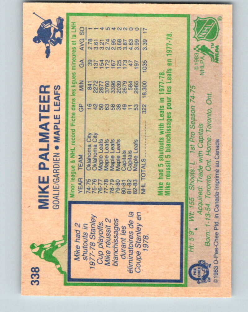 1983-84 O-Pee-Chee #338 Mike Palmateer  Toronto Maple Leafs  V27853