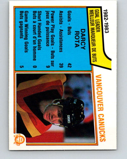 1983-84 O-Pee-Chee #344 Darcy Rota TL  Vancouver Canucks  V27869