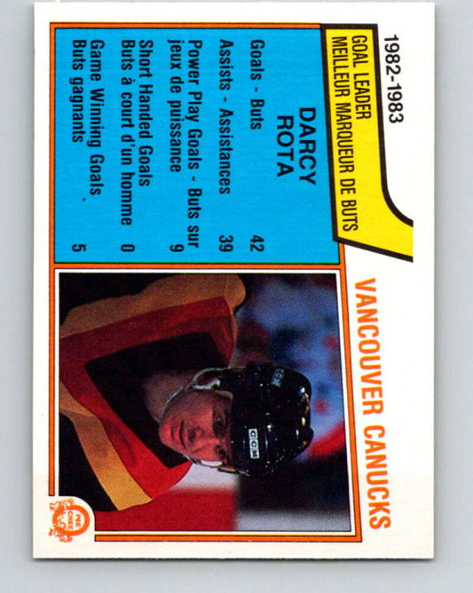 1983-84 O-Pee-Chee #344 Darcy Rota TL  Vancouver Canucks  V27870