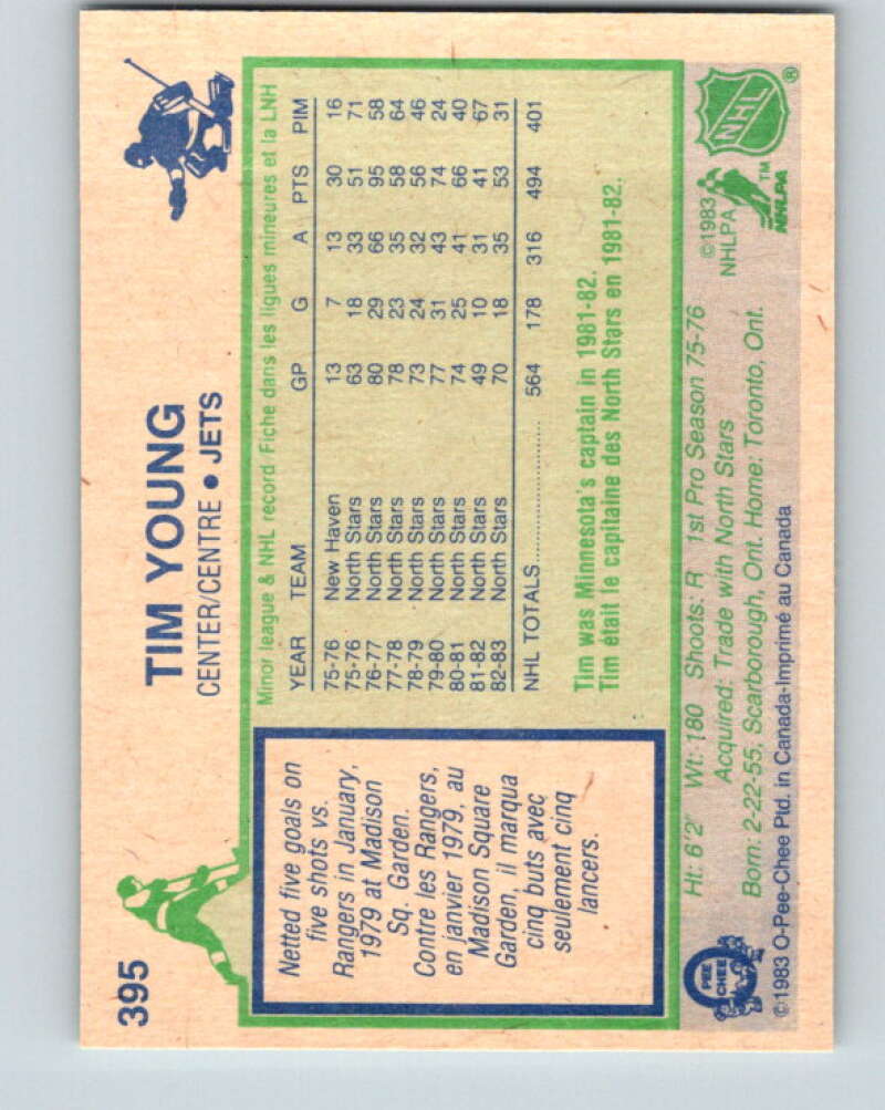 1983-84 O-Pee-Chee #395 Tim Young  Winnipeg Jets  V28054