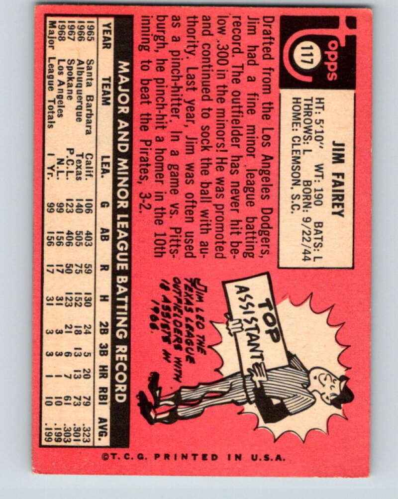 1969 Topps #117 Jim Fairey  Montreal Expos  V28546