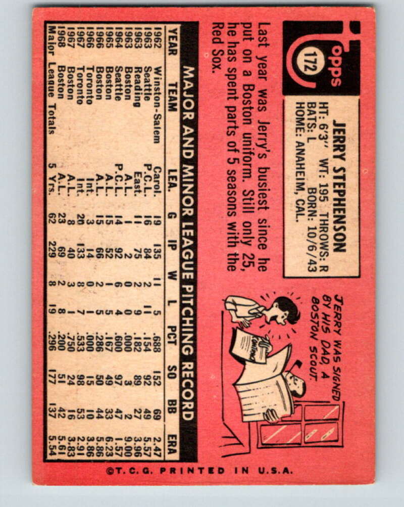 1969 Topps #172 Jerry Stephenson  Boston Red Sox  V28569