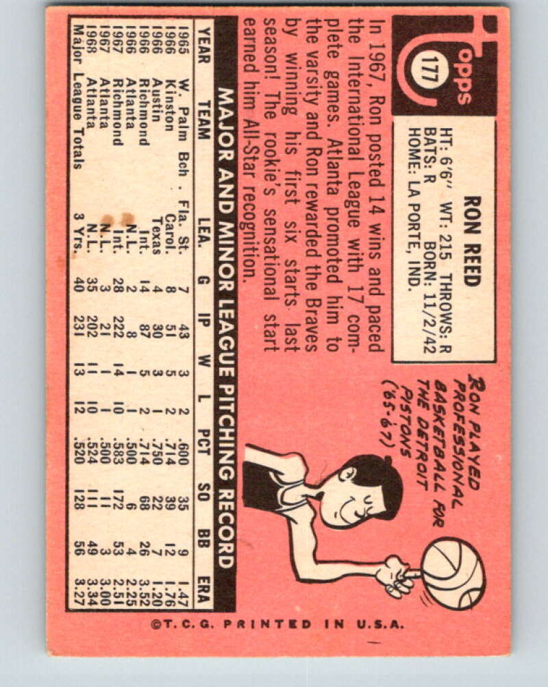 1969 Topps #177 Ron Reed  Atlanta Braves  V28571