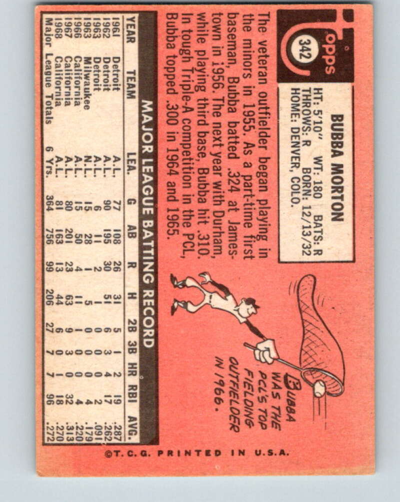 1969 Topps #342 Bubba Morton  California Angels  V28648