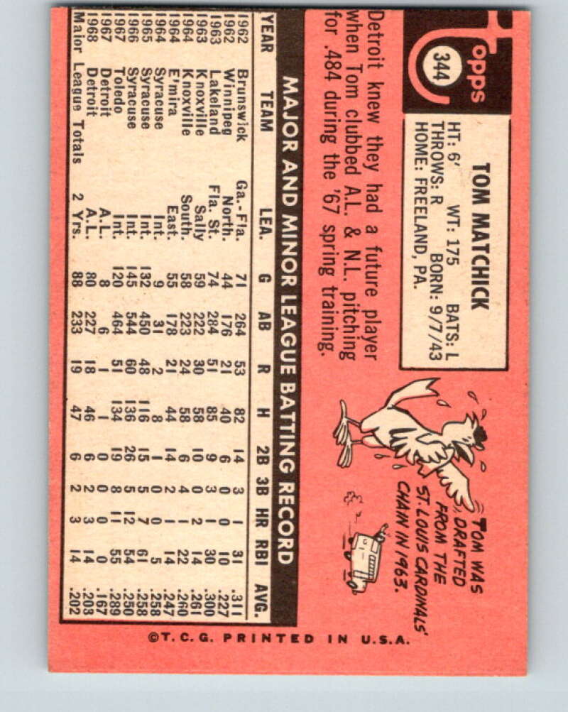 1969 Topps #344 Tom Matchick  Detroit Tigers  V28649