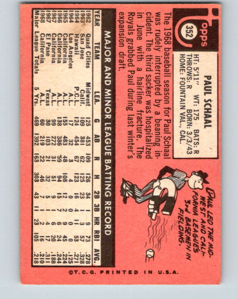 1969 Topps #352 Paul Schaal  Kansas City Royals  V28656