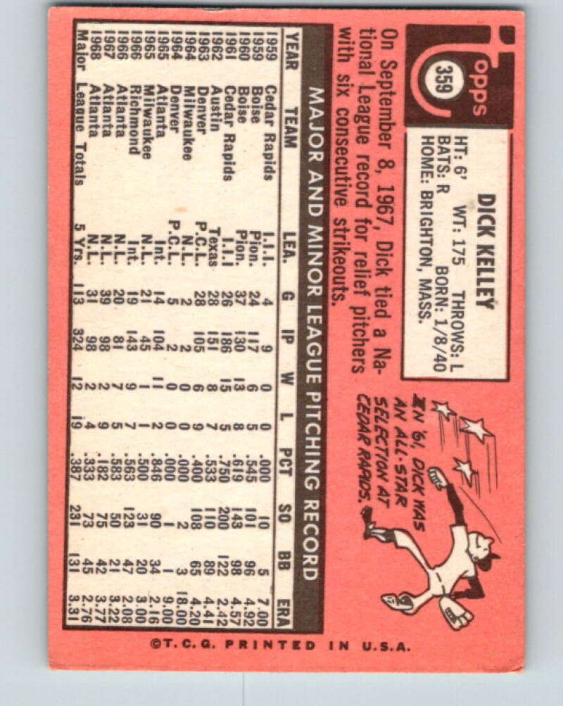 1969 Topps #359 Dick Kelley  San Diego Padres  V28661