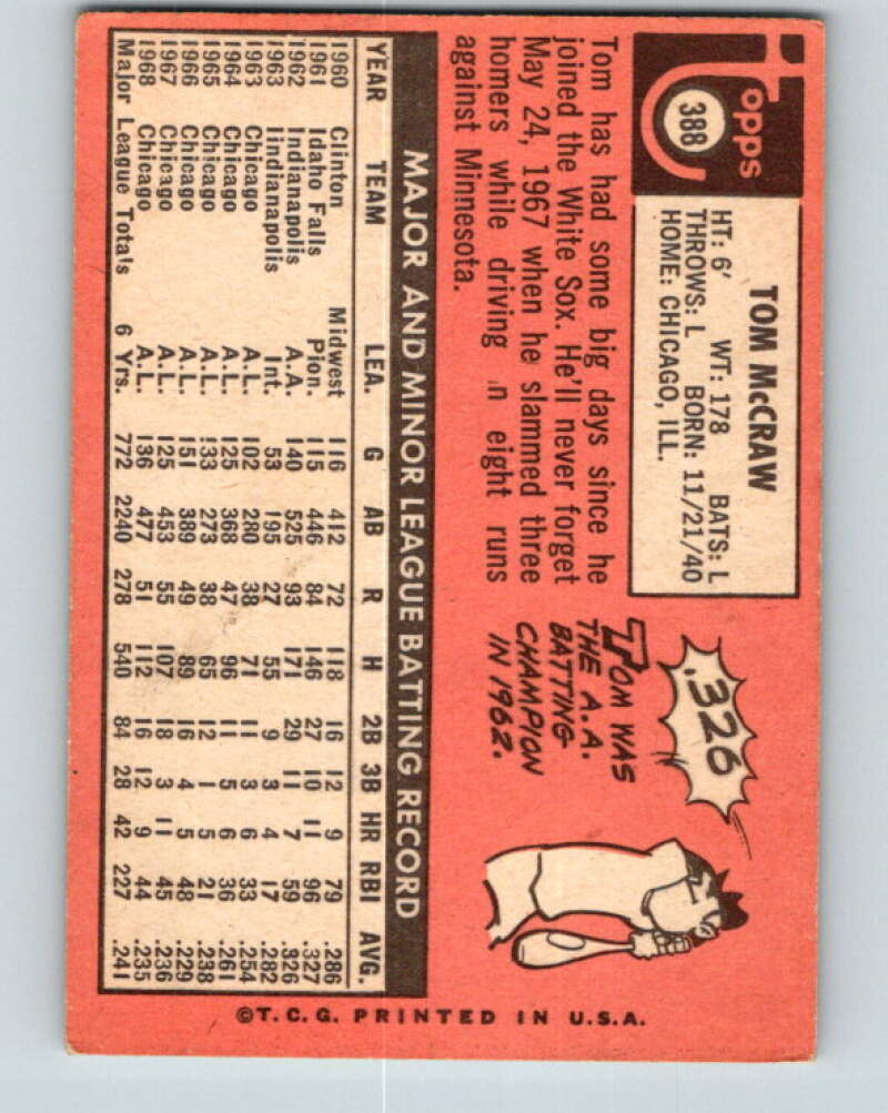 1969 Topps #388 Tom McCraw  Chicago White Sox  V28685